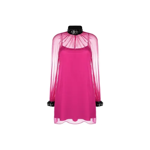 MOSCHINO Розово-красное Женское Длинное Платье с Рукавами