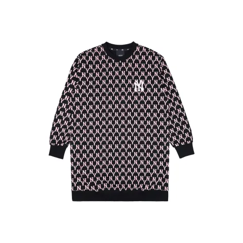 MLB Old Flower Черное Женское Длинное Платье с Рукавами