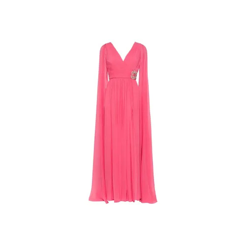ELIE SAAB Фламинго-розовый Женские Длинные Платья с Рукавами