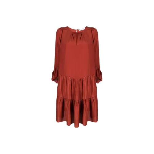 See By Chloe Короткое платье с короткими рукавами женское красное