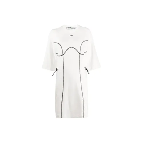 Off Белый Ss20 Белый Женские Длинные Платья с Рукавами