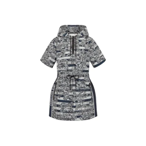 Dior Quarterly New Products Морской синий Женские Короткие Платья с Рукавами