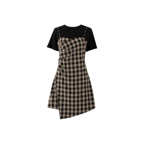 SOON FLOWER Black Женские Короткие Платья с Рукавами