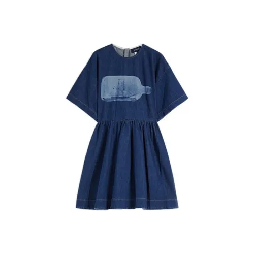 SportMax Blue Женские Короткие Платья с Рукавами