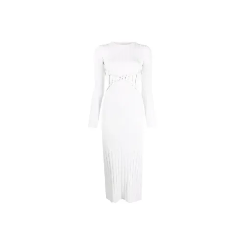 DION LEE Белое Женское Длинное Платье с Рукавами