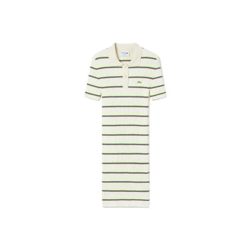 LACOSTE Белое Женское Платье с Коротким Рукавом