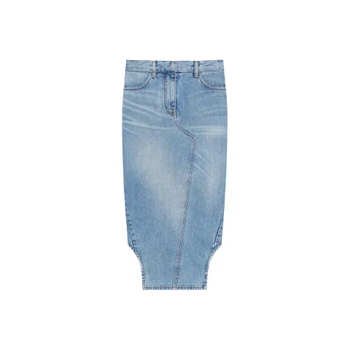 GIVENCHY SS24 Denim Long Skirt Women's Light Blue