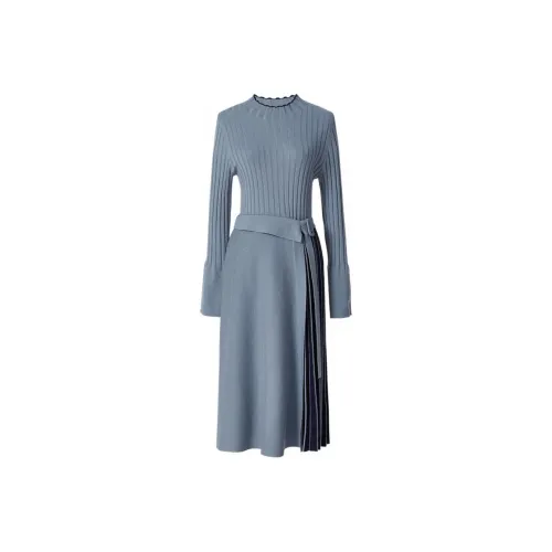 ROEYSHOUSE Длинное платье с длинными рукавами женское перламутрово-синий