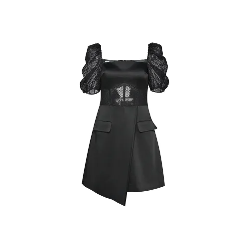 Yesby Yesir Black Женские Короткие Платья с Рукавами