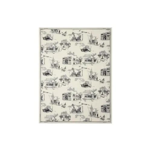 Burberry Платок Из Шерсти И Шелка С Достопримечательностями Лондона Прямоугольная Форма Бахрома Принт В Виде Буквенного Логотипа Burberry По Краю