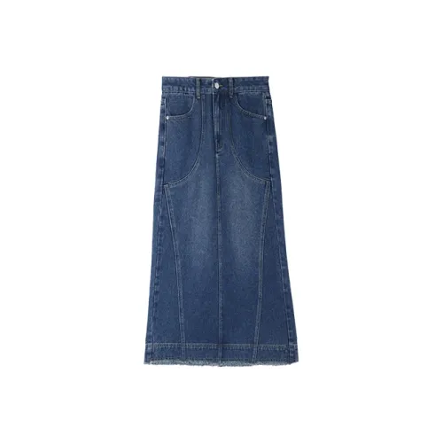 HIPPIEMISS Denim Long Skirt Women's Blue