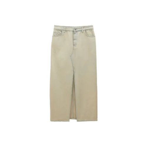Filippa K Хаки Женские Джинсовые Длинные Юбки