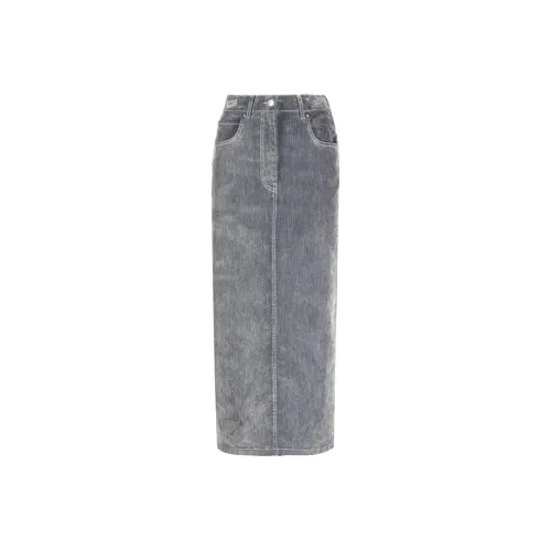 MSGM Серые Женские Джинсовые Длинные Юбки