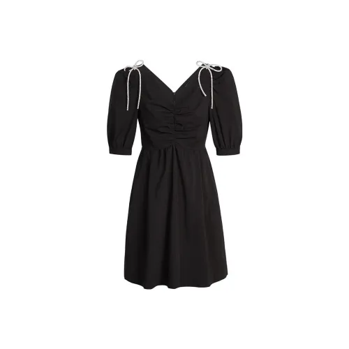 LOFT SHINE Черное Женское Короткое Платье с Рукавами