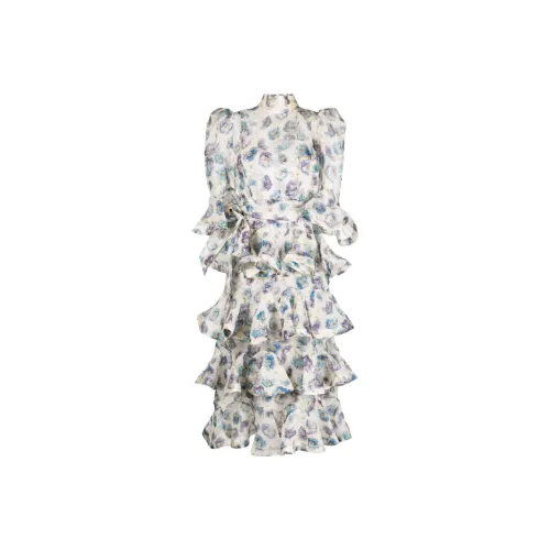 Zimmermann Многоцветные Женские Короткие Платья с Рукавами