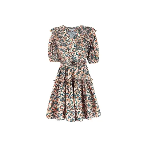 Caroline Короткий рукав Платье Женское Оранжевый Зеленый