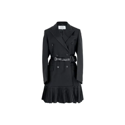 PRADA Черное Женское Длинное Платье с Рукавами