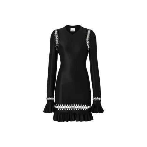 Burberry Длинное платье с длинными рукавами женское черное