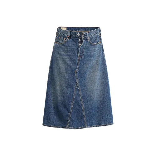 Levi's Деним Длинная Юбка Женская Темно-синяя