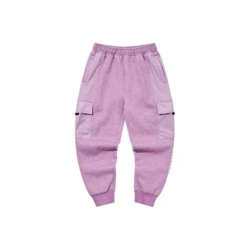 QIAODAN Вязаные тренировочные брюки женские светло-фиолетовый розовые цветы пряжа