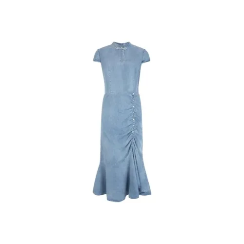 Anmani Blue Женские Короткие Платья с Рукавами