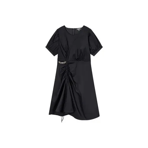 DKNY Черное Женское Короткое Платье с Рукавами