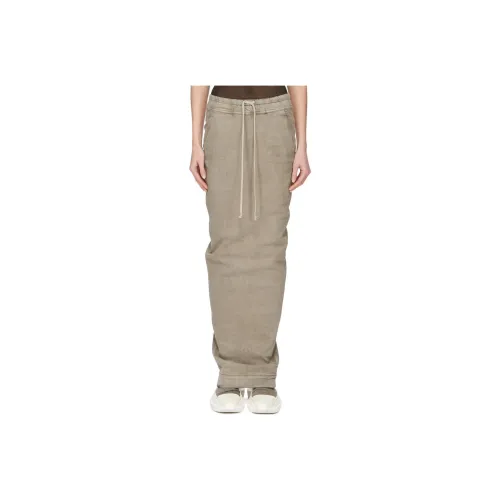 Rick Owens DRKSHDW Pull On Pillar Юбка В Минеральном Жемчужном Эластичном Дениме Длинная Юбка Женская Светлый Умбра