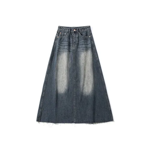 FHMY Denim Long Skirt Women's Vintage Blue FHMY Деним Длинная Юбка Женская Винтажный Синий