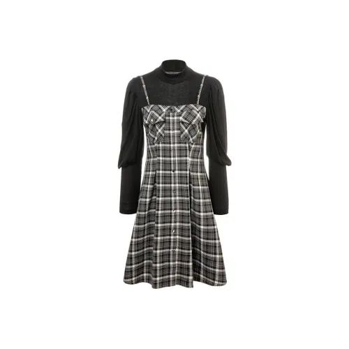 LOFT SHINE Черное Женское Длинное Платье с Рукавами