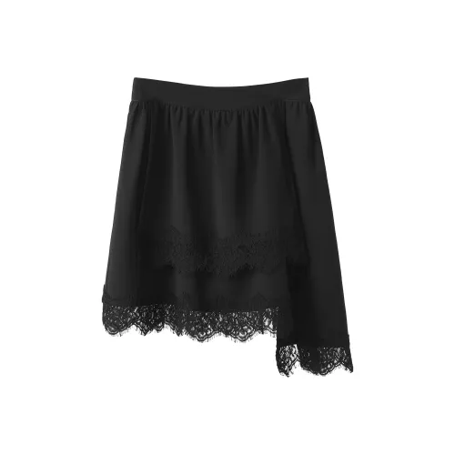 Fstudio Корейский стиль Маленький Преппи стиль Сладкий стиль Кружевная отделка Повседневные короткие юбки Женские Черный Белый