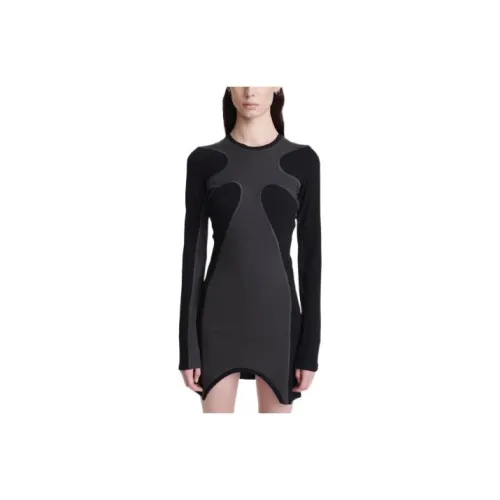 DION LEE Черное Женское Длинное Платье с Рукавами