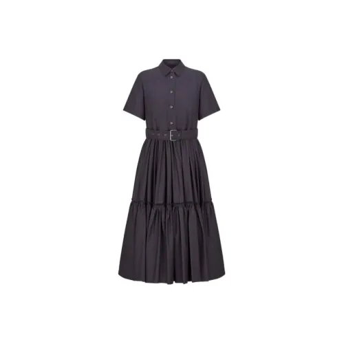 DIOR Темно-синий Женские Короткие Платья с Рукавами