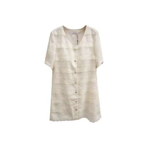 JORYAweekend Короткий рукав Платье Женское Бежевый