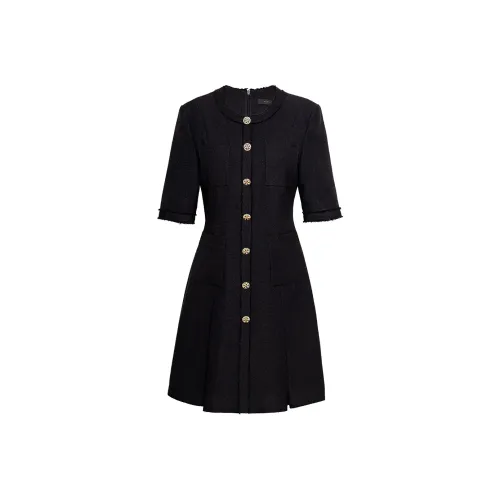 ROEYSHOUSE Короткое платье с короткими рукавами женское черное