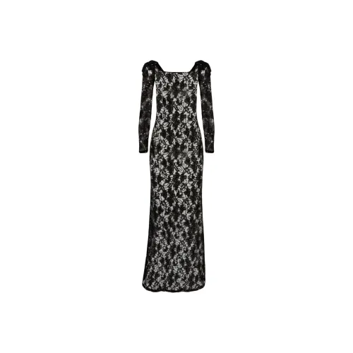 NINA RICCI Черное Женское Длинное Платье с Рукавами