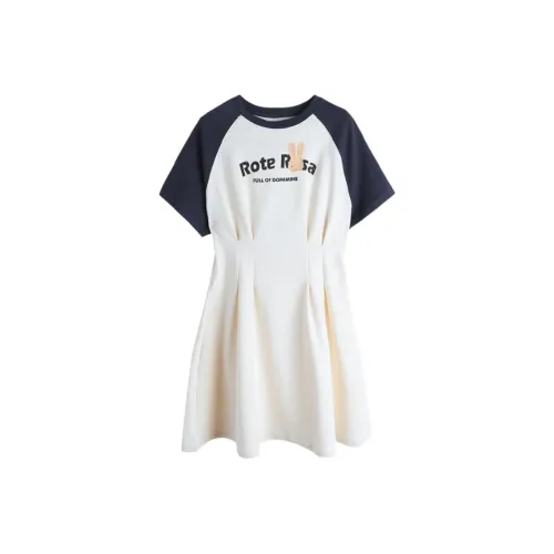 LALABOBO Короткое платье с короткими рукавами женское бежевый