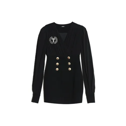 TCH Black Женские Длинные Рукава Платья