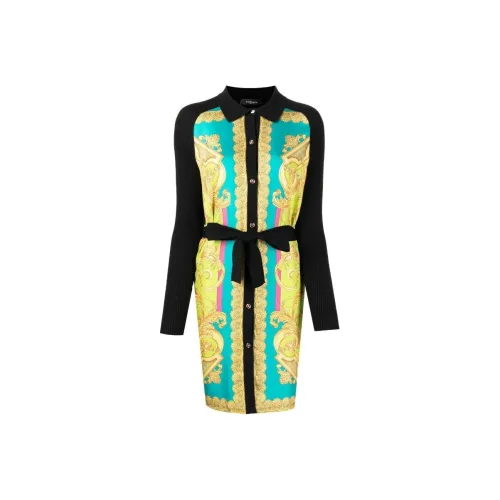 FANSIZHE VERSACE Длинное платье с длинными рукавами женское желтое