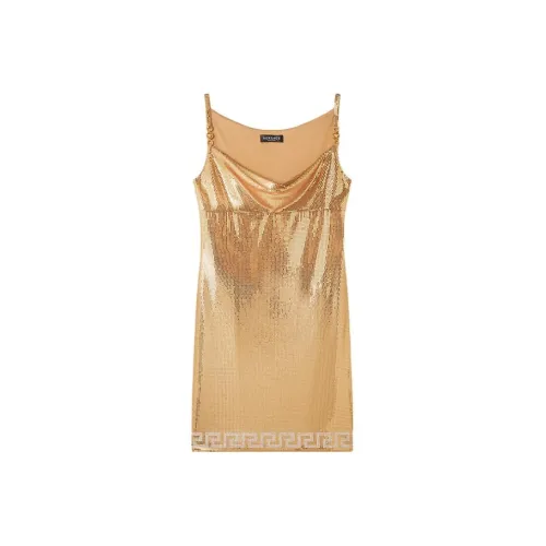 VERSACE Золотые Женские Платья без рукавов