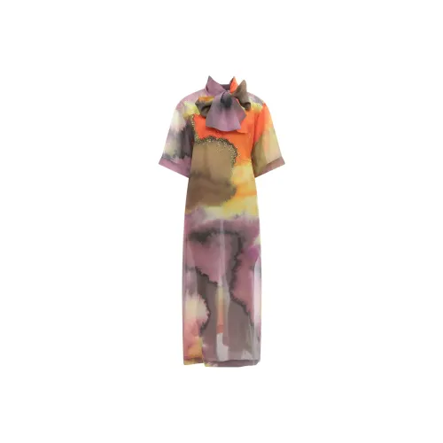 DRIES VAN NOTEN Многоцветные Женские Короткие Платья с Рукавами