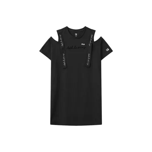 FILA Короткий рукав Платье Женское Темно-черное