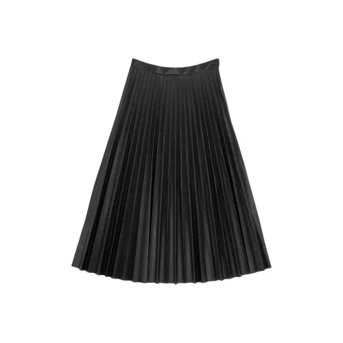 MM6 MAISON MARGIELA FW24 Кожа Длинная Юбка Женская Черная