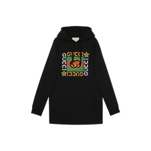 GUCCI Черное Женское Длинное Платье с Рукавами