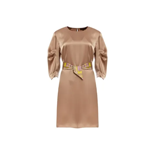 BESIONIA SS23 Короткий рукав Платье Женское Хаки