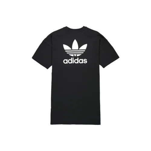 Adidas Originals Короткий рукав Платье Женское Черное