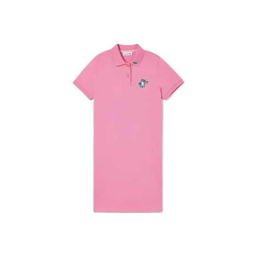 LACOSTE SS23 Summer Vitality Series Розово-красные Женские Платья с Коротким Рукавом