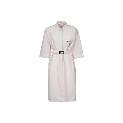 FENDI SS23 Короткий рукав Платье Женское Светло-коричневый