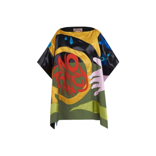 MARNI X NO VACANCY INN Co Бренд Многоцветные Женские Короткие Платья с Рукавами