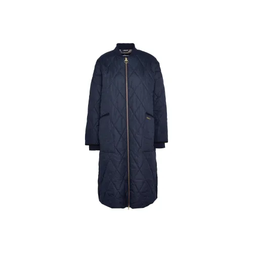 BARBOUR Хлопковый пуховик женский темно-морской синий