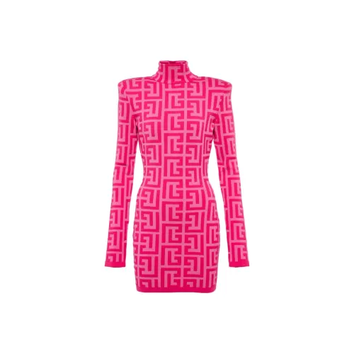 BALMAIN Розовые Женские Длинные Платья с Рукавами